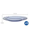  Bộ 6 dĩa D3003B Duralex - Beau Rivage 19,5 cm Xanh Marine Thủy tinh cường lực cao cấp Pháp [Chính Hãng] 