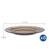  Bộ 6 dĩa D3003C Duralex - Beau Rivage 19,5 cm - Nâu Khói Thủy tinh cường lực cao cấp Pháp [Chính Hãng] 