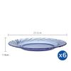  Bộ 6 dĩa D3001B Duralex - Beau Rivage Xanh Marine 23.5cm Thủy tinh cường lực cao cấp Pháp [Chính Hãng] 