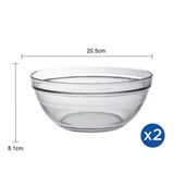  Bộ 2 tô D2027A Duralex - Gigogne Empilable trong Clear 20.5cm Thủy tinh cường lực cao cấp Pháp [Chính Hãng] 