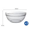  Bộ 2 tô D2027A Duralex - Gigogne Empilable trong Clear 20.5cm Thủy tinh cường lực cao cấp Pháp [Chính Hãng] 