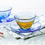 Bộ 6 tách và 6 dĩa D9005B Duralex - Beau Rivage Xanh Marine 180ml  Thủy tinh cường lực cao cấp Pháp [Chính Hãng] 