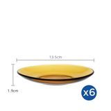  Bộ 6 Dĩa D4005D Duralex - Lys vàng Amber 13.5cm Thủy tinh cường lực cao cấp Pháp [Chính Hãng] 