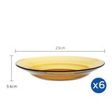 Bộ 6 dĩa D3011D Duralex - lys vàng Amber 23 cm Thủy tinh cường lực cao cấp Pháp [Chính Hãng] 