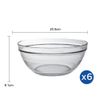  Bộ 6 tô D2027A Duralex - Gigogne Empilable trong Clear 20.5cm Thủy tinh cường lực cao cấp Pháp [Chính Hãng] 