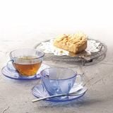  Bộ 6 tách và 6 dĩa D9005B Duralex - Beau Rivage Xanh Marine 180ml  Thủy tinh cường lực cao cấp Pháp [Chính Hãng] 