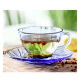  Bộ 6 tách và 6 dĩa D9005B Duralex - Beau Rivage Xanh Marine 180ml  Thủy tinh cường lực cao cấp Pháp [Chính Hãng] 