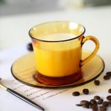  Bộ 6 tách và 6 dĩa D9006D Duralex - Lys Vàng Amber 220 ml Thủy tinh cường lực cao cấp Pháp [Chính Hãng] 