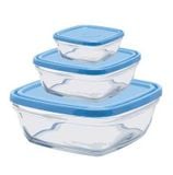 Bộ 3 hộp 3 size D900B03 Duralex - Freshbox Trắng trong 300ml Thủy Tinh Cường lực cao cấp Pháp 