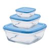 Bộ 3 hộp 3 size D900B03 Duralex - Freshbox Trắng trong 300ml Thủy Tinh Cường lực cao cấp Pháp