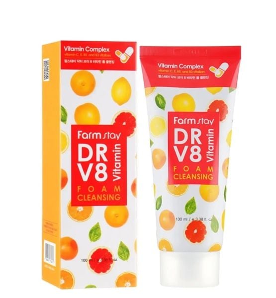 FARMSTAY_Sữa Rửa Mặt DR-V8 Vitamin Foam Cleansing 100ml