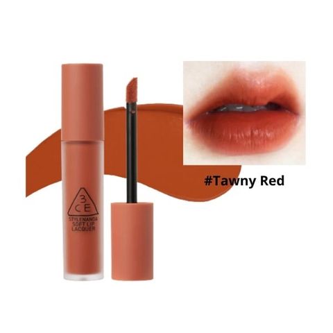 3CE_Son Kem Soft Lip Lacquer #Tawny Red (Cam Đất) 6G
