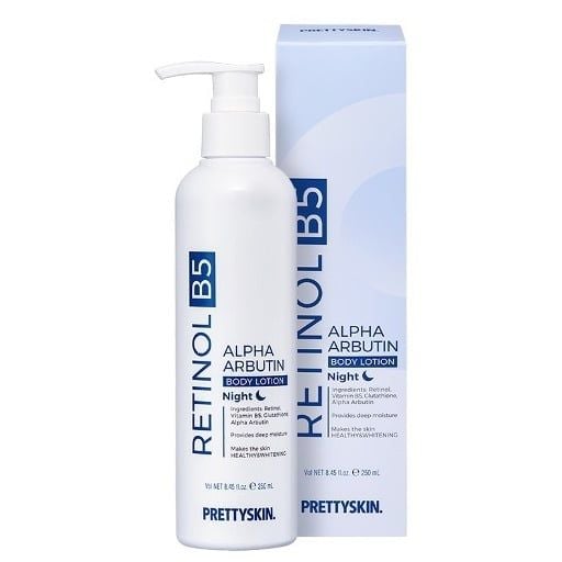 PRETTYSKIN_Kem Dưỡng Thể Trắng Da Ban Đêm Retinol B5 Alpha Arbutin 250ml