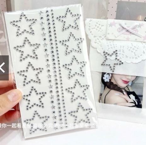 NAIL_Miếng Dán Trang Trí Đính Đá 3D Hình Ngôi Sao , Hình Trái Tim