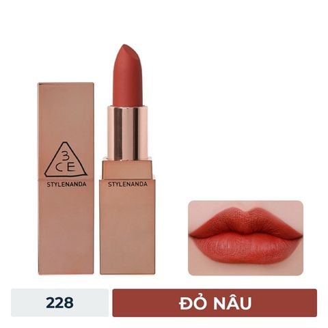 3CE_Son Thỏi Matte Lip Color #228 Red Seventies 3.5G
