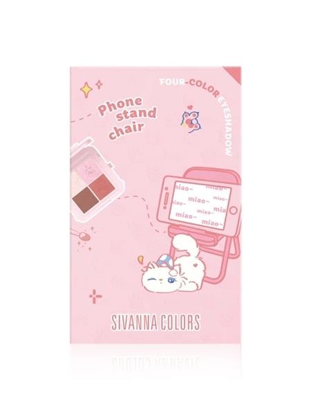 SIVANNA COLORS_Bảng Phấn Mắt 4 Ô Phone Stand Chair Four-Color Eyeshadow HF800 No.01 Lazy Pink