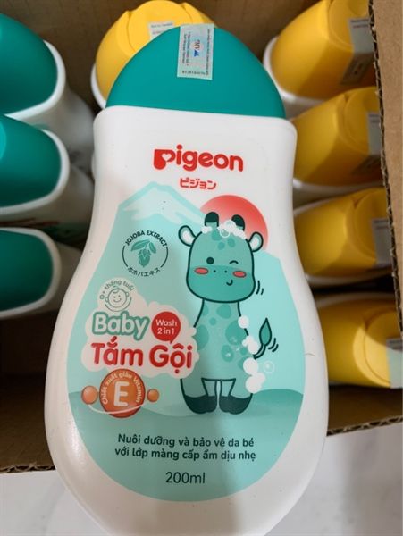 PIGEON_Tắm Gội 2 Trong 1 Chiết Suất Jojoba (Xanh) 200ml