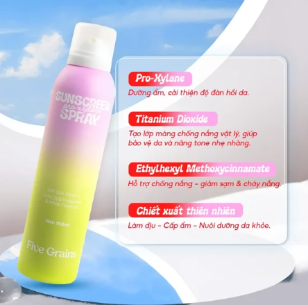 FIVE GRAINS_Xịt Chống Nắng Pro-Xylane Nâng Tông SPF 50+ PA++++ 160mL