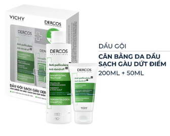 VICHY_Bộ Dầu Gội Giảm Gàu Cho Da Đầu Dầu, Ngứa Dercos 200ml+50ml