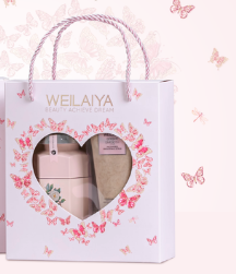 WEILAIYA_Set Quà Sữa Tắm Trắng Da Hoa Trà Niacinamide 450ml + Bông Tắm