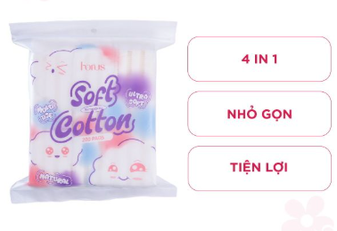 HORUS_Bông Tẩy Trang Cao Cấp Rectangular Soft Cotton Pad 200 Pads