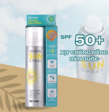 RE:CIPE_Xịt Chống Nắng Crystal Sun Spray SPF50+ PA+++ 80ml