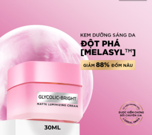 L'ORÉAL_Kem Dưỡng Sáng Da, Mờ Thâm Mụn & Nám Glycolic-Bright Matte Luminizing Cream 30ml