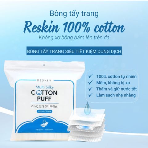 RESKIN_Bông Tẩy Trang Multi Silky Cotton Puff 180 Miếng