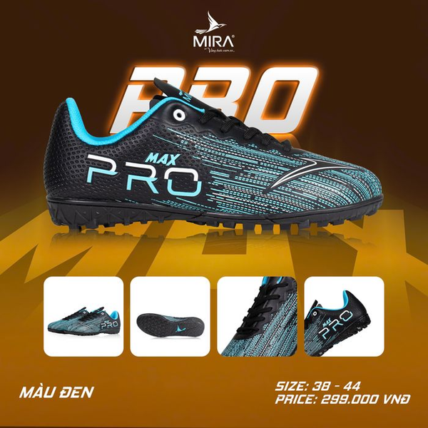 Giày Bóng Đá MIRA Pro Max TF đen