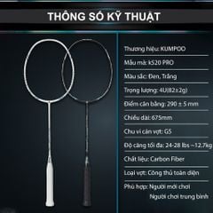 Vợt Cầu Lông Kumpoo k520 pro-4U- Trắng- Chính Hãng