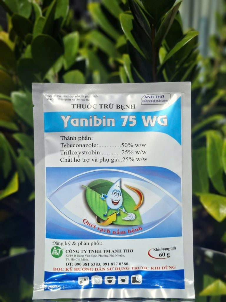 (Gói 10g-60g) Thuốc trừ bệnh YANIBIN 75WG: nhập khẩu Ấn Độ. Hàm lượng hoạt chất cao chiếm 75% - Dạng cốm tan nhanh trong nước, không nóng, mát cây, mát bông, mát trái