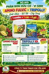 Bộ đôi Phân bón hữu cơ tưới gốc [1 can AMINO FULVIC + 4 gói TRIPOLLY]: cung cấp dinh hữu cơ - vi sinh - vi lượng giúp Đất Tốt - Rễ Khỏe - Cây Sung