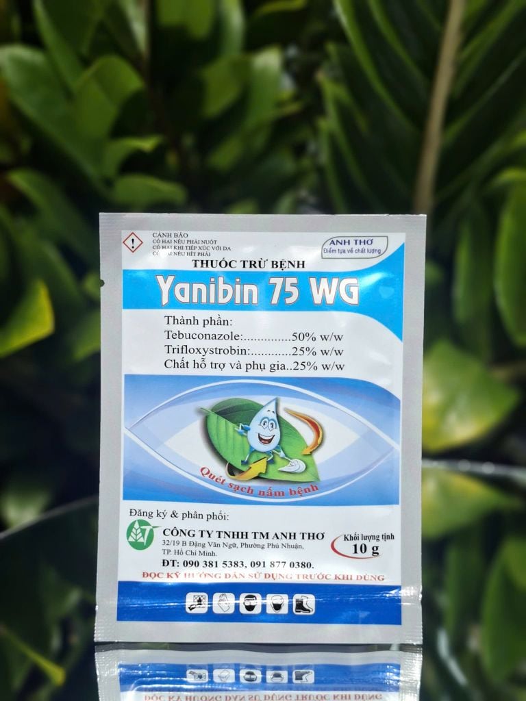 (Gói 10g-60g) Thuốc trừ bệnh YANIBIN 75WG: nhập khẩu Ấn Độ. Hàm lượng hoạt chất cao chiếm 75% - Dạng cốm tan nhanh trong nước, không nóng, mát cây, mát bông, mát trái