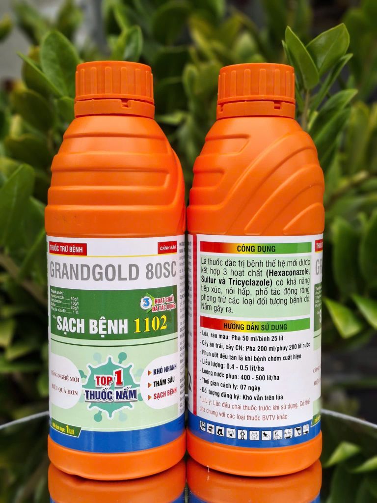 (Chai 500ml) SẠCH BỆNH 1102 - Grandgold 80SC :  đặc trị nấm bệnh, vàng lá, khô vằn, nấm hồng trên sầu riêng
