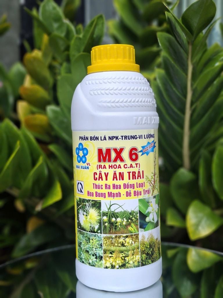 (Chai 1 Lít) Phân bón lá NPK - Trung - Vi lượng MX6 (ra hoa C.A.T)- Thúc ra Hoa Đồng Loạt- Hoa Bung Mạnh- Dễ Đậu Trái