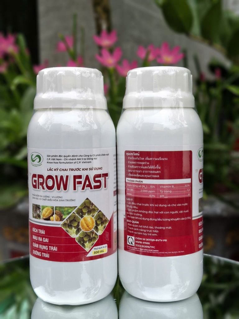 (Chai 500ml) TP GROW FAST: phân bón đa lượng - vi lượng sinh học có chất điều hòa sinh trưởng. Giúp kích trái, mau ra gai, giảm rụng trái, dưỡng trái