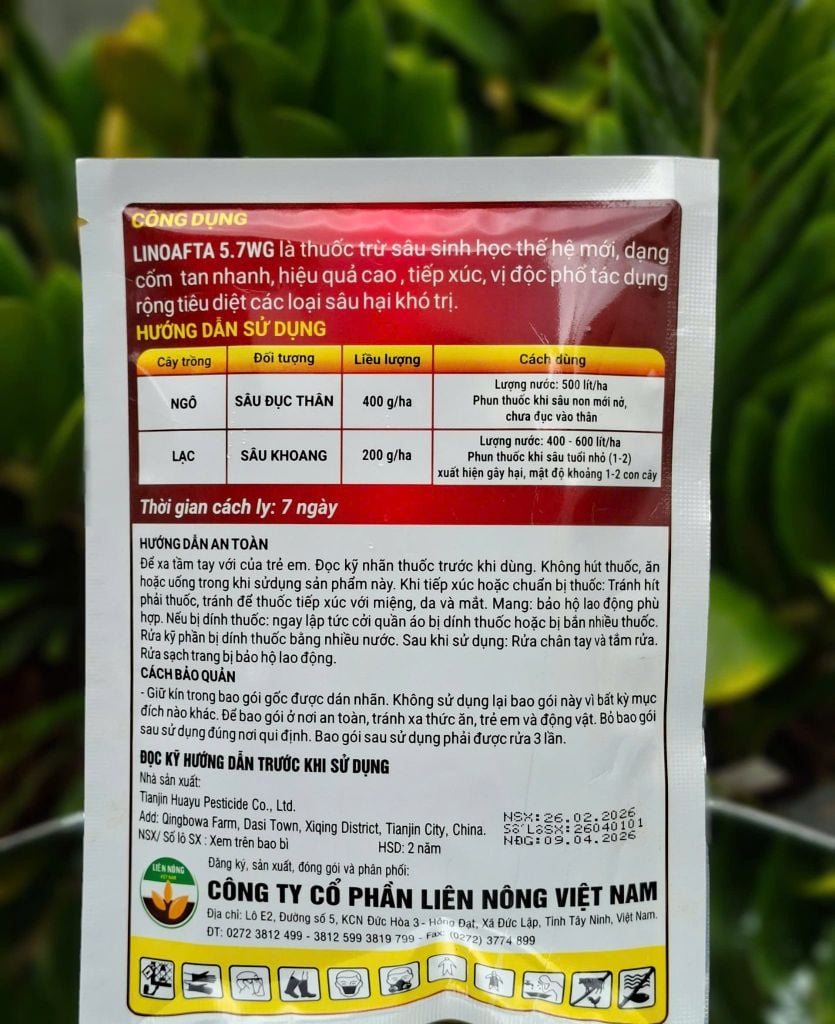 (Gói 100g) Thuốc trừ sâu LINOAFTA 5.7WG: diệt trừ sâu đục thân bắp (ngô), dạng cốm - không nóng, tan nhanh, diệt sạch sâu kháng,