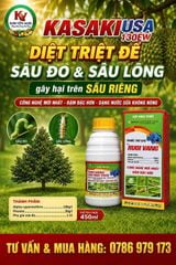 Diệt triệt để Sâu đo và sâu lông gây hại trên sầu riêng [Chai 450ml - KASAKIUSA 130EW] hiệu RUỒI VÀNG - SÂU ĐỤC TRÁI: dạng nước sữa, mát cây. Diệt sạch sâu -Bảo vệ cơi đọt non và bông