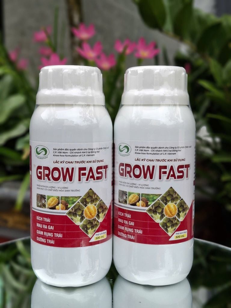 (Chai 500ml) TP GROW FAST: phân bón đa lượng - vi lượng sinh học có chất điều hòa sinh trưởng. Giúp kích trái, mau ra gai, giảm rụng trái, dưỡng trái