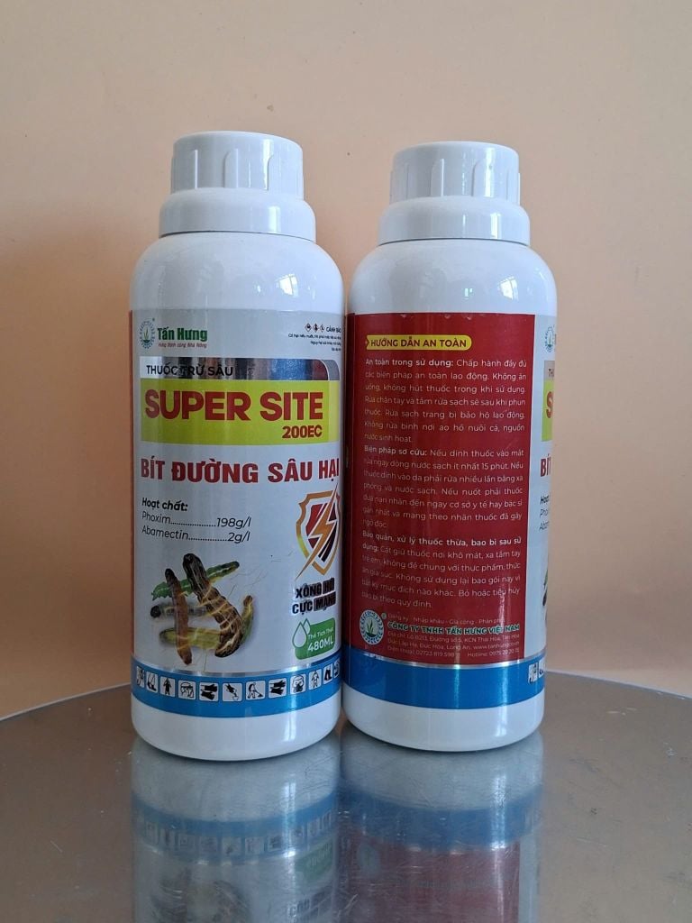 (Chai 480ml) Thuốc Trừ Sâu SUPER SITE 200EC: Bít Đường Sâu Hại, diệt sâu bằng 4 cơ chế tiếp xúc, vị độc, thấm sâu, xông hơi.