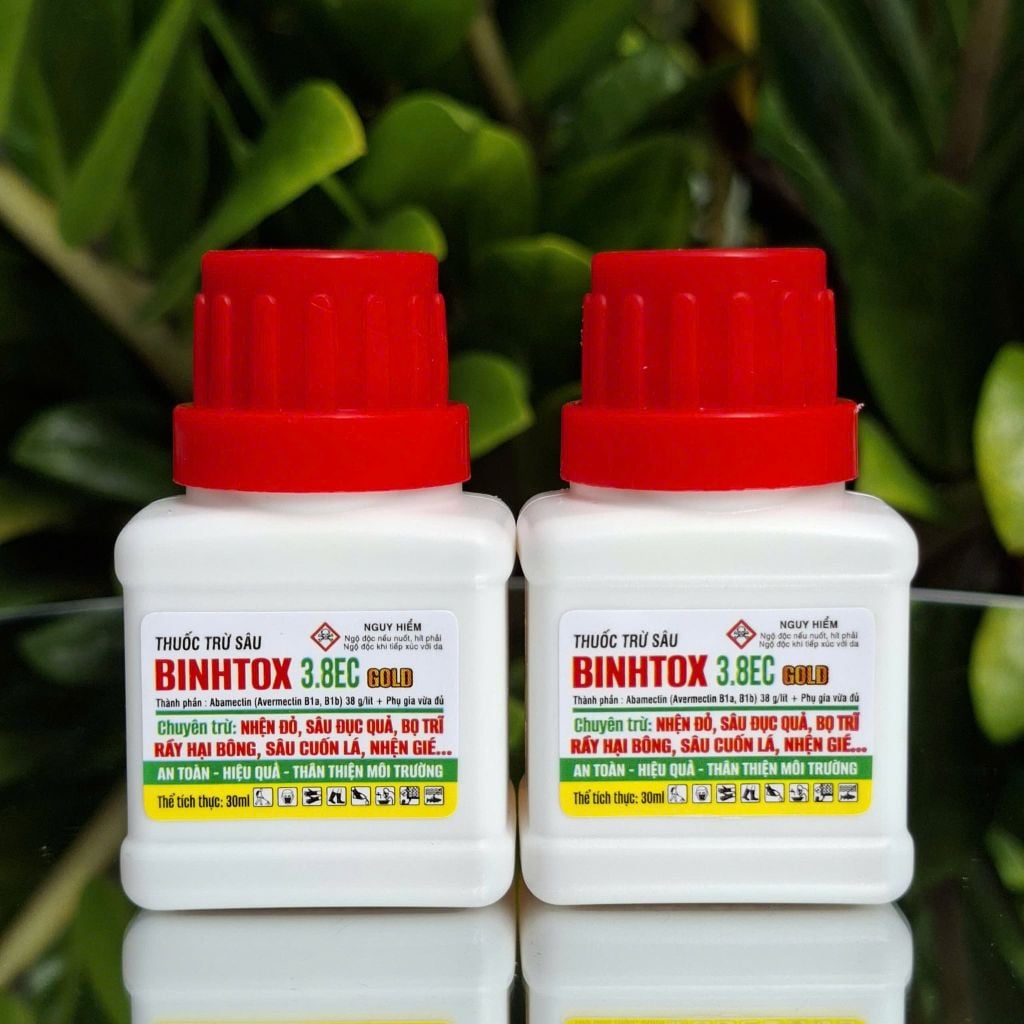 (Chai 30ml) Thuốc trừ sâu BINHTOX 3.8EC GOLD. Chuyên trừ: nhện đỏ, sâu đục quả, bọ trĩ, rầy hại bông, sâu cuốn lá, nhện gié... an toàn, hiệu quả, thân thiện mội trường