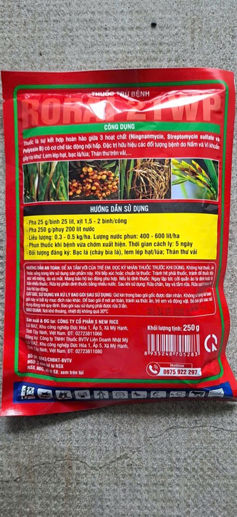 (GÓI LỚN 250gam) Thuốc trừ bệnh Rorai 21wp, sạch khuẩn 21WP 250g