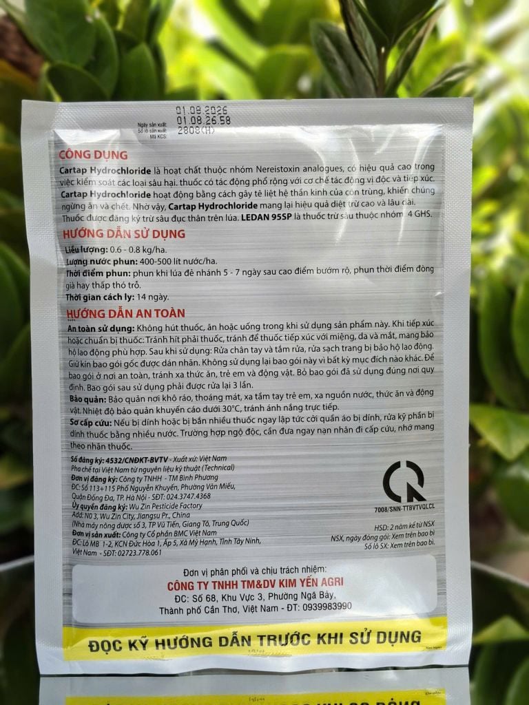 (Gói 100g) Ledan 95SP, Cartap Hydrochloride 95%: đặc trị sâu đục thân, rầy xanh sầu riêng, sâu đục thân, ruồi, bọ trĩ, bọ cánh cứng