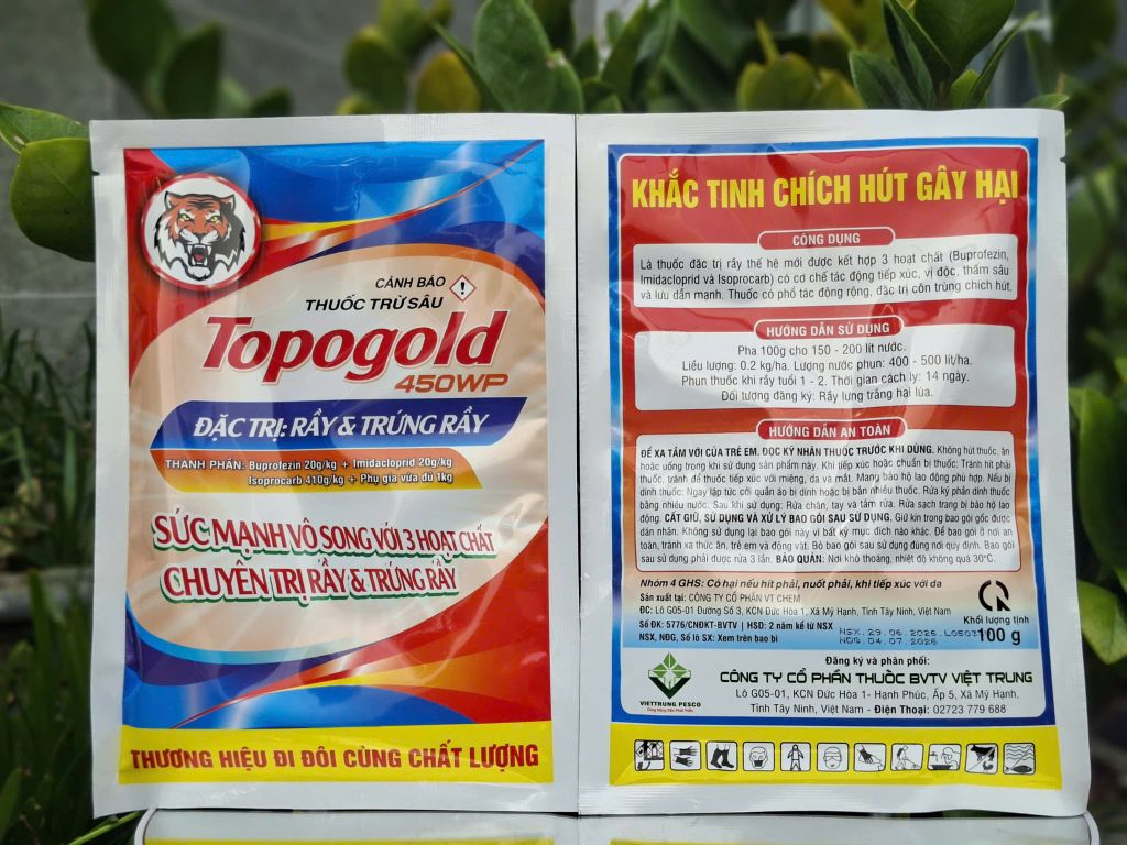 (100gam) TOPOGOLD 450WP: trừ rầy xanh, rầy phấn trắng rầy chổng cánh và bọ xít muỗi - diệt rầy và gây ung trứng