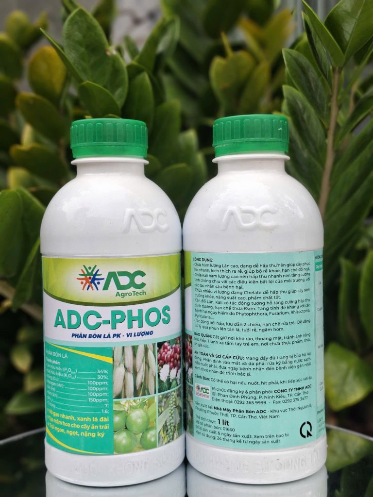 (Chai 1L) ADC-PHOS: Phân bón lá PK - Vi lượng. Vô gạo nhanh, xanh lá đài. Tạo mầm hoa cho cây ăn trái. Trái ngon, ngọt, nặng ký