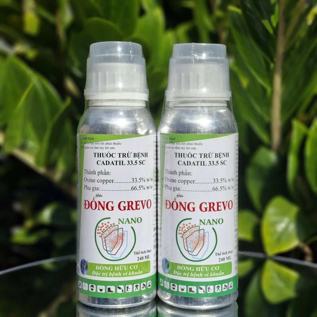(240ml) Thuốc trừ bệnh gốc đồng hữu cơ, ĐỒNG GREVO Nano - Cadatil 33.5SC: đặc trị bệnh cháy bìa lá, không nóng cây