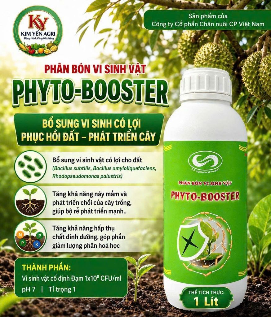 (Chai 1 Lít) Phân Bón Vi Sinh Vật PHYTO-BOOSTER: Kích thích tăng trưởng, rễ mạnh, cây lớn nhanh, tăng sức đề kháng cho cây, hạn chế sâu bệnh. Cải tạo đất, tăng độ phì nhiêu cho đất trồng
