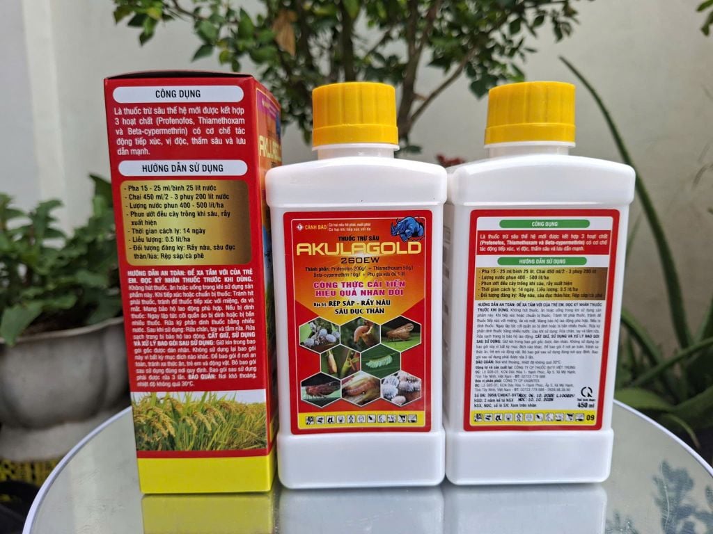 Rệp sáp 1102 450ml, Akulagold 260EW:  đặc trị sâu đục thân, muỗi hành,  rầy phấn trắng lúa, bọ trĩ gây hại lúa