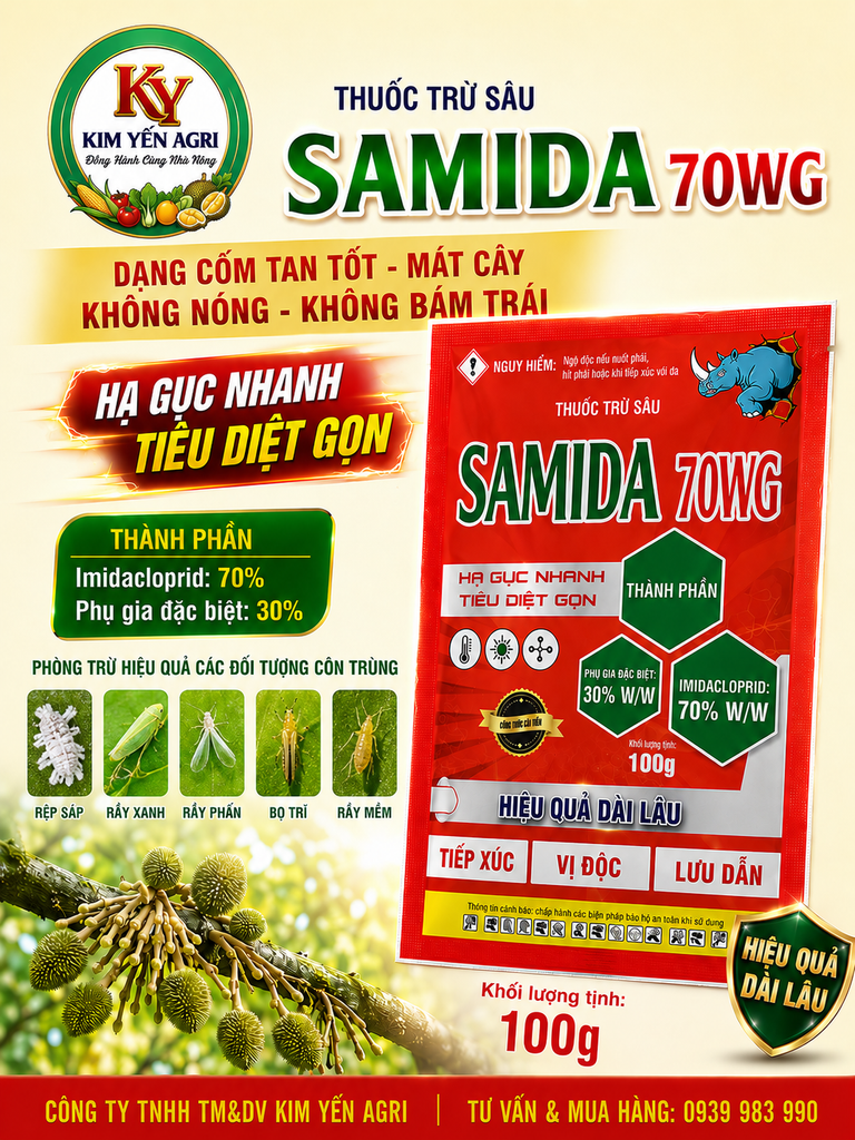 (COMBO 2 GÓI) Trừ SÂU-RẦY-RỆP: SAMIDA 70WG & SIÊU SÂU RẦY AKULAGOLD 420WP mát cây, không nóng. Đặc trị sâu ăn bông, sâu đục thân, rệp sáp, rầy xanh, rầy phấn, bọ trĩ, rầy mềm
