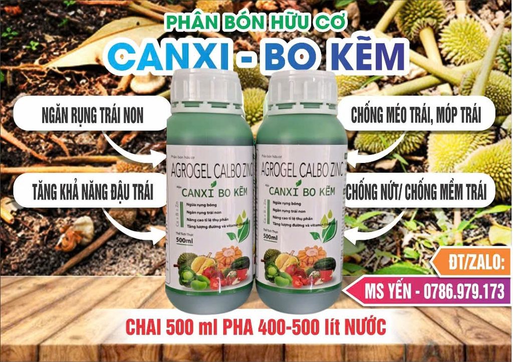 (500ml) Phân bón lá canxi bo kẽm 500ml: ngăn ngừa rụng bông, ngăn ngừa rụng trái non, nâng cao tỷ lệ thụ phấn